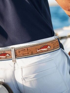 Zep-Pro REDFISH EMBROIDERED NUBUCK TAN LEATHER BELT size 30